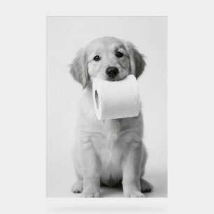 Minimalist Fun Golden Retriever Puppy Toilet Paper Acrylic Sign