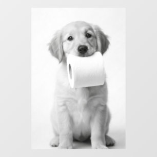 Minimalist Fun Golden Retriever Puppy Toilet Paper Window Cling
