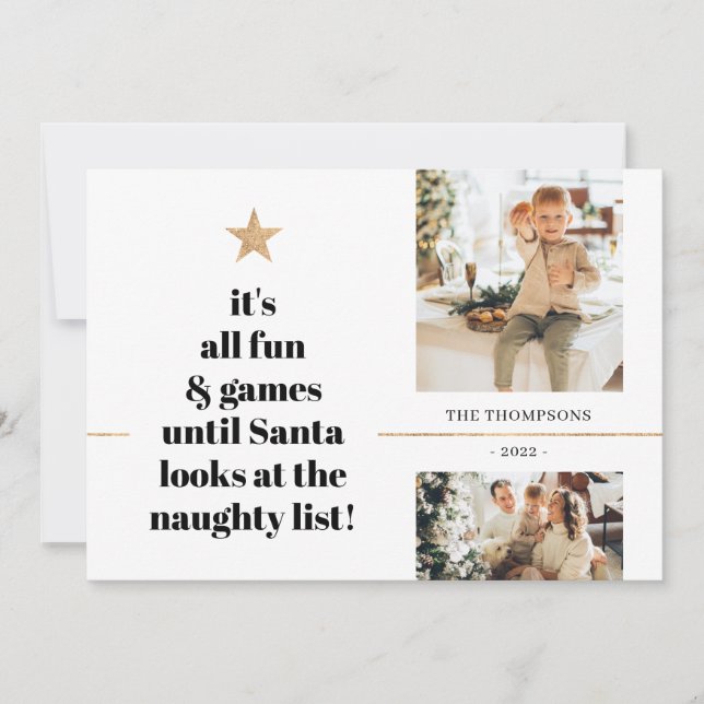 Minimalist Fun Happy Holidays Multi Photo Simple Holiday Card (Front)