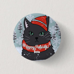 Minimalist Fun Holiday Black Cat with an Attitude 3 Cm Round Badge