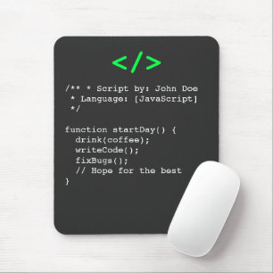 Minimalist function startDay() Developer Joke Mouse Mat