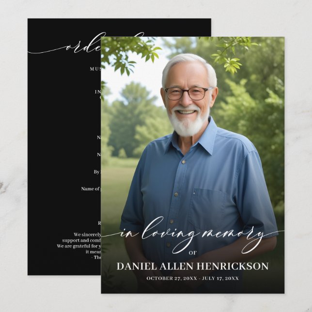 Minimalist Funeral Celebration of Life Photo Programme (Front/Back)