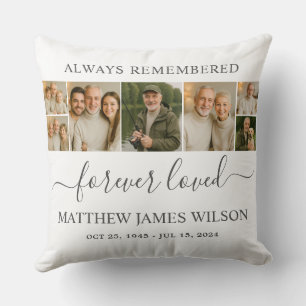 Minimalist Funeral In Loving Memory Collage Photos Cushion