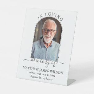 Minimalist Funeral Memorial In Loving Memory Photo Pedestal Sign