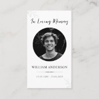 Minimalist Funeral Memorial Prayer Card