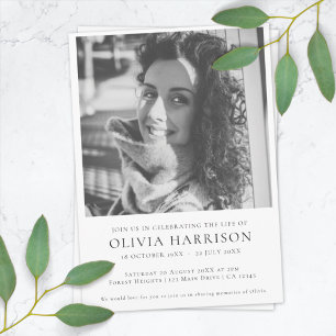 Minimalist Funeral   Modern Celebration of Life Invitation