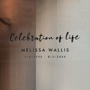 Minimalist Funeral   Modern Celebration of Life Window Cling