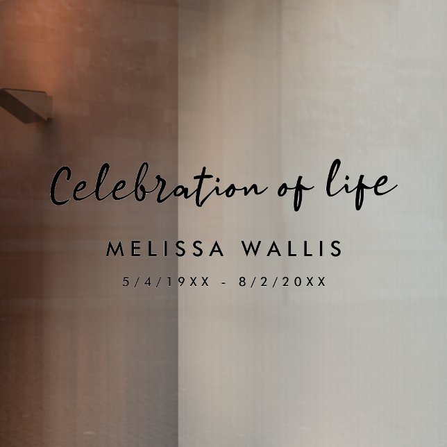 Minimalist Funeral | Modern Celebration of Life Window Cling (Creator Uploaded)