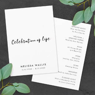 Minimalist Funeral Order of Service Celebration Programme