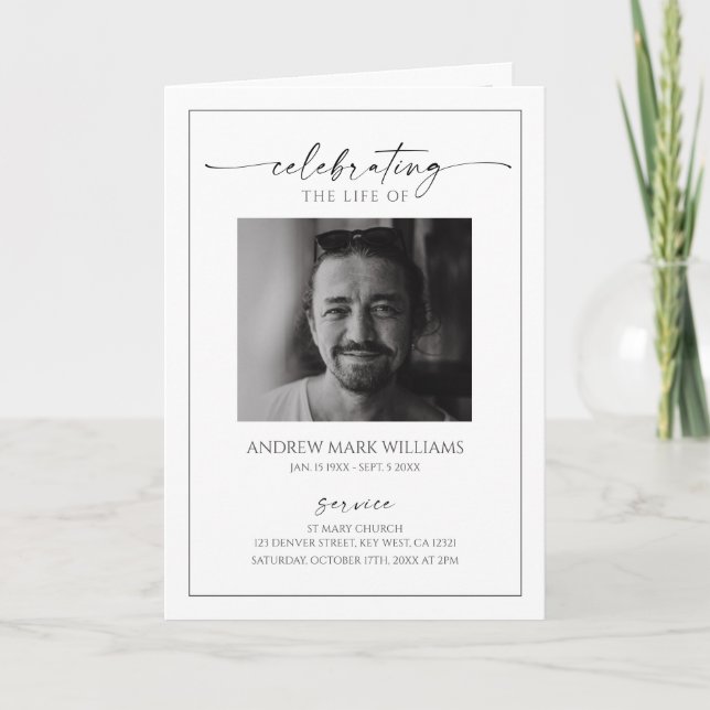 Minimalist Funeral Order of Service Folded Program Card (Front)