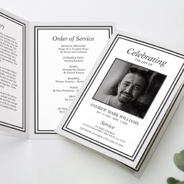 Minimalist Funeral Order of Service Folded Program Card (Creator Uploaded)