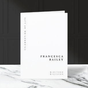 Minimalist Funeral Order of Service Folded Programme