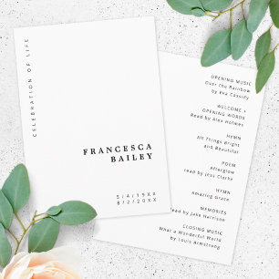 Minimalist Funeral Order of Service Simple Programme