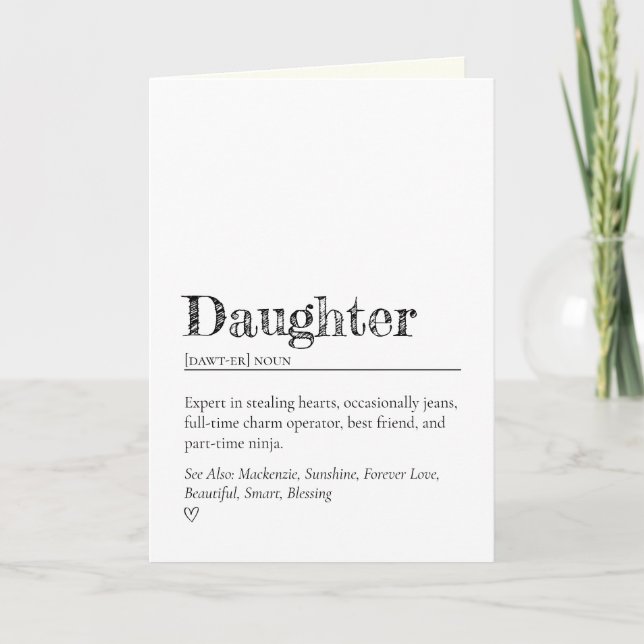 Minimalist Funny and Sweet Daughter Definition Card (Front)
