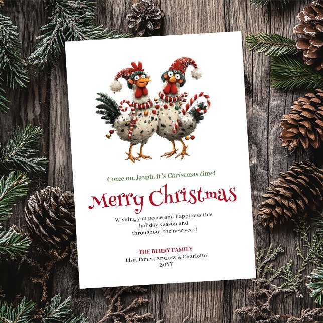Minimalist funny chickens Christmas greeting card (Minimalist funny chickens Christmas greeting card

)