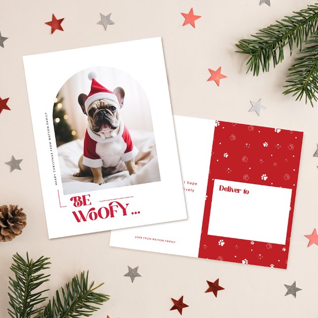 Minimalist Funny Dog Pet Arch Photo Christmas Holiday Postcard (Creator Uploaded)