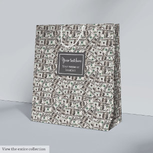 Minimalist funny gift for money lovers custom name medium gift bag