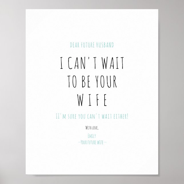 Minimalist Funny Handwriting Future Husband Wife Poster (Front)