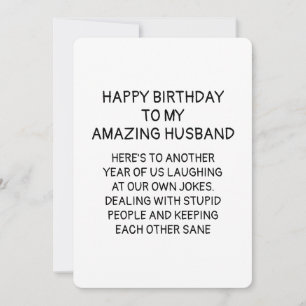 Minimalist Funny Happy Birthday Husband Card
