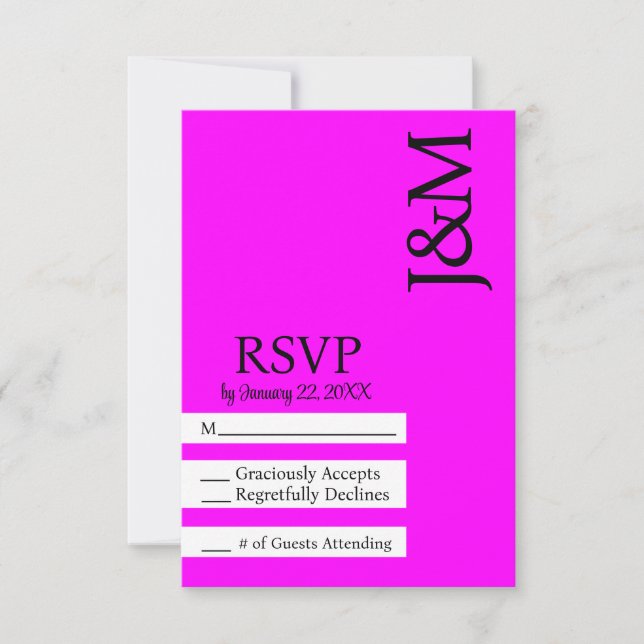 Minimalist Fuschia Magenta RSVP card (Front)