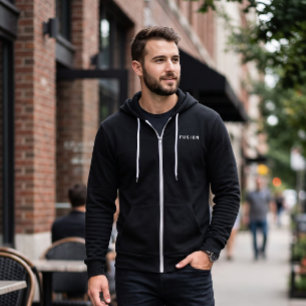 Minimalist FUSION Zip Up Hoodie Black Modern