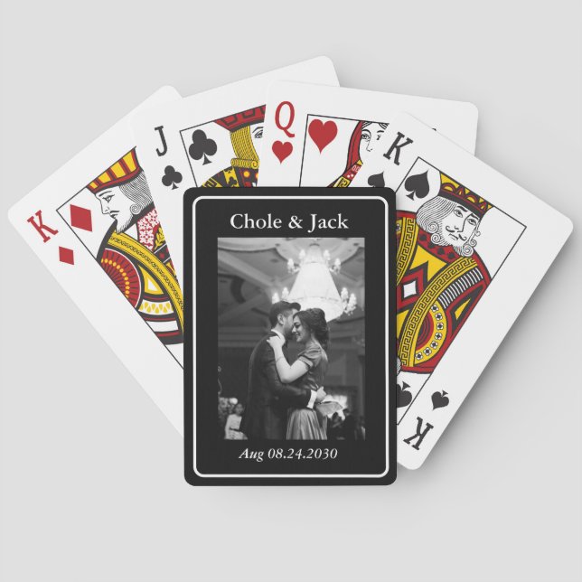 Minimalist Game one Black and white Couple Photo  Playing Cards (Back)