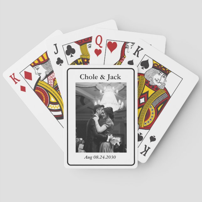 Minimalist Game one Black and white Couple Photo  Playing Cards (Back)