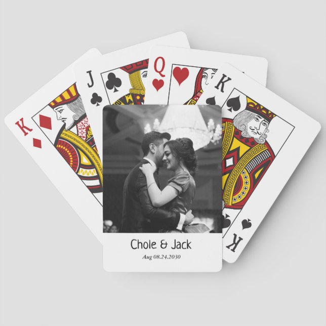 Minimalist Game one Black and white Couple Photo  Playing Cards (Back)