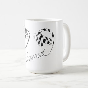 Minimalist Gamer Cat Line Art - Controller Cable  Coffee Mug