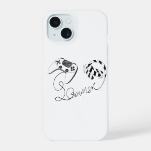 Minimalist Gamer Cat Line Art - Controller Cable  iPhone 15 Case