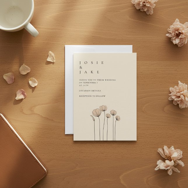 Minimalist Garden Blooms Wedding Invitation (Minimalist Garden Blooms Wedding Invitation.)