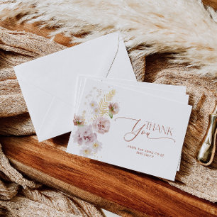 Minimalist garden floral bridal thank you card