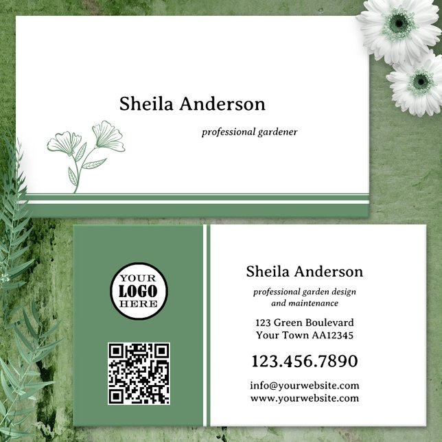 Minimalist Garden Green Leaf Business Card (Creator Uploaded)