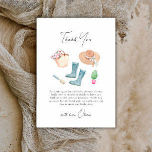 Minimalist Gardening Rain Boots Baby Shower Thank You Card