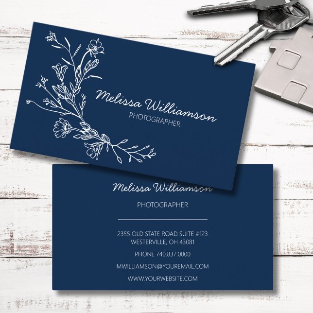Minimalist Gathered Flowers  Business Card (Creator Uploaded)