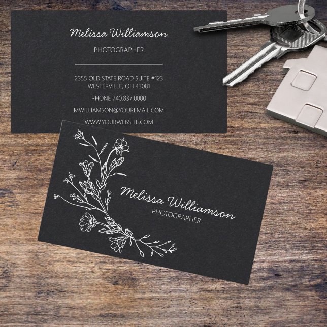 Minimalist Gathered Flowers  Business Card (Creator Uploaded)