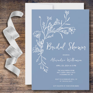 Minimalist Gathered Wildflowers Bridal Shower  Invitation