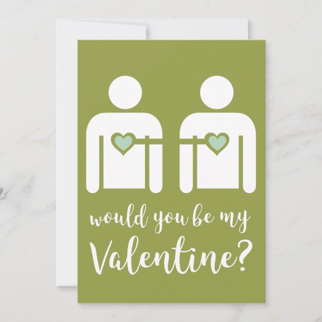 Minimalist Gay LBGTQ+ Valentine's Day Flat Holiday Card (Front)