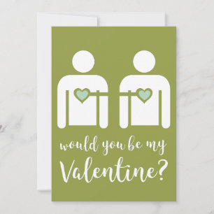 Minimalist Gay LBGTQ+ Valentine's Day Flat Holiday Card