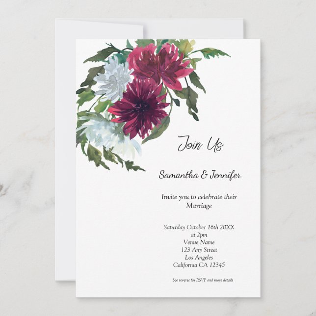 Minimalist Gay LGBGQ  QR Code Floral Wedding Invitation (Front)