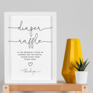 Minimalist Gender Baby Shower Diaper Raffle Sign