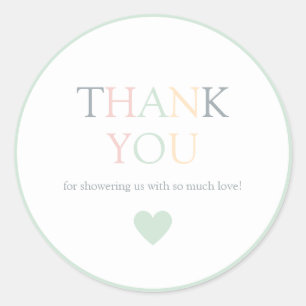 Minimalist Gender Neutral Baby Shower Thank You Classic Round Sticker