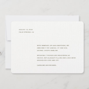 Minimalist Gender Neutral Birth Announcement