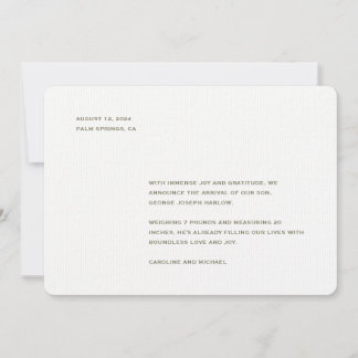 Minimalist Gender Neutral Birth Announcement