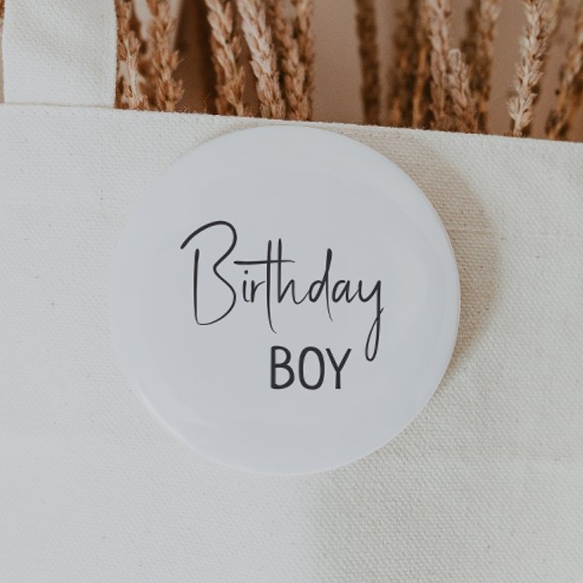 Minimalist Gender Neutral Birthday Boy 6 Cm Round Badge (Creator Uploaded)