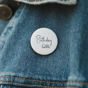 Minimalist Gender Neutral Birthday Girl 6 Cm Round Badge