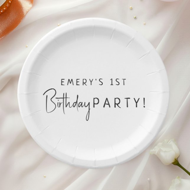 Minimalist Gender Neutral Birthday Party Paper Plate (Creator Uploaded)