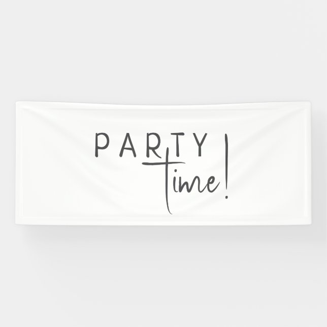 Minimalist Gender Neutral Birthday Party Time Banner (Horizontal)
