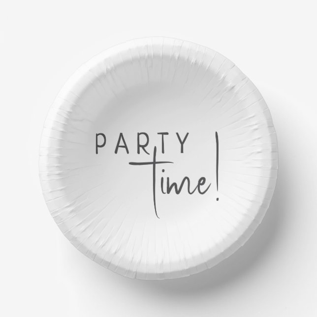 Minimalist Gender Neutral Birthday Party Time Paper Plate (Front)