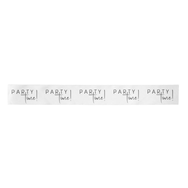 Minimalist Gender Neutral Birthday Party Time Satin Ribbon (Front)